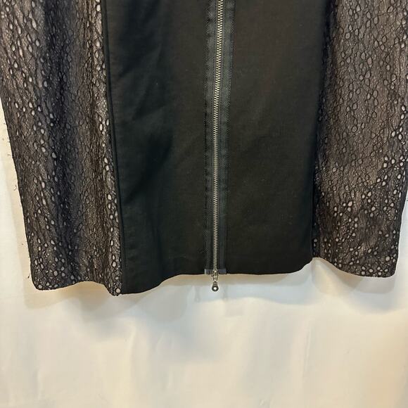 Max and Cleo Black Lace Panels Full Back Zip V-Neck Cocktail Dress 10 - Picture 3 of 6